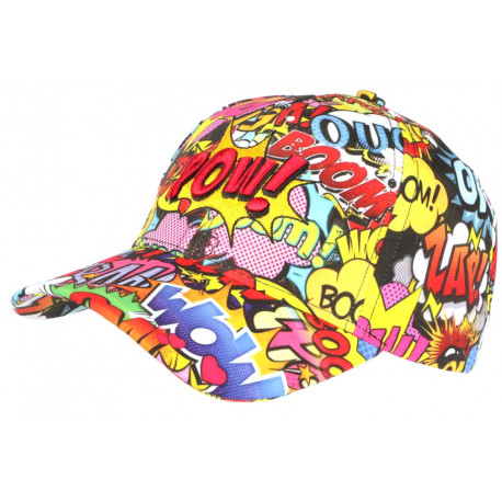 Casquette Rouge et Jaune Streetwear Pop Look Original Pow Baseball CASQUETTES Nyls Création