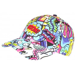 Casquette Enfant Rose et Bleue Originale Pop Art Boom Baseball de 7 à 11 ans Casquette Enfant Nyls Création