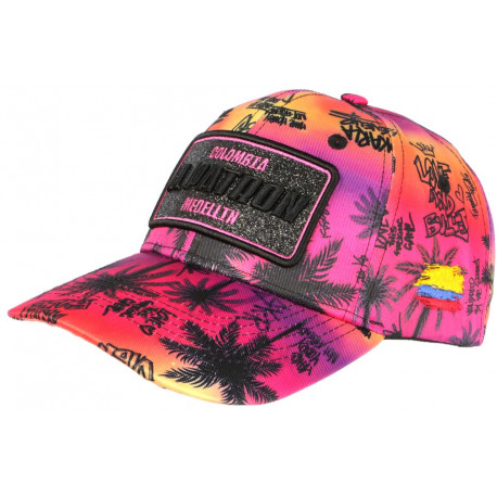 Casquette El Patron Orange et Rose Visuel Tropical Streetwear Baseball CASQUETTES SKR