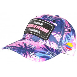 Casquette Plata o Plomo Rose et Bleue Tropicale Strass Colombia Baseball CASQUETTES SKR