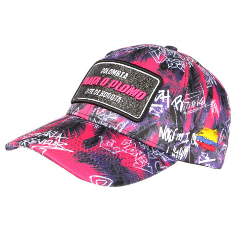 Casquette Plata o Plomo Rose et Violette Tropicale Strass Colombia Baseball CASQUETTES SKR