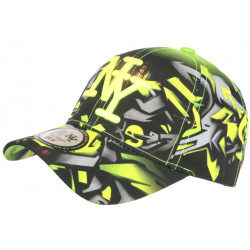 Casquette Enfant Jaune Fluo et Noire Print Streetwear Baseball Larsy 7 a 12 ans Casquette Enfant Hip Hop Honour