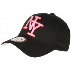 Casquette NY Rose Fluo et Noire Classe Visiere Baseball Stazky CASQUETTES Hip Hop Honour