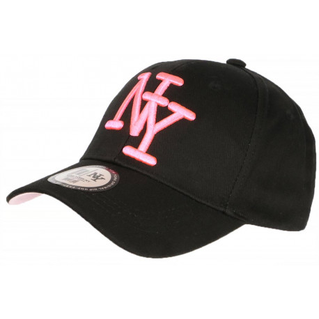 Casquette NY Rose Fluo et Noire Classe Visiere Baseball Stazky CASQUETTES Hip Hop Honour