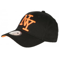 Casquette NY Orange Fluo et Noire Classe Visiere Baseball Stazky CASQUETTES Hip Hop Honour