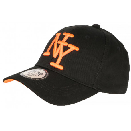 Casquette NY Orange Fluo et Noire Classe Visiere Baseball Stazky CASQUETTES Hip Hop Honour