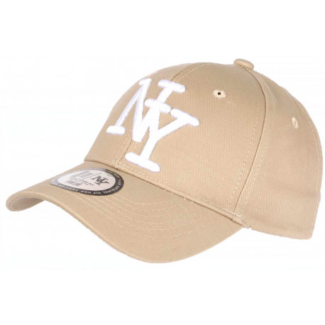 Casquette NY Marron Clair et Blanche Tendance Visiere Baseball Stazky CASQUETTES Hip Hop Honour