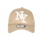 Casquette NY Marron Clair et Blanche Tendance Visiere Baseball Stazky CASQUETTES Hip Hop Honour