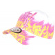 Casquette Enfant Rose et Jaune Streetwear Fire NY Baseball de 7 a 11 ans Casquette Enfant Hip Hop Honour