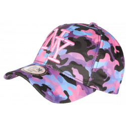 Casquette NY Camouflage Rose et Bleue Look Militaire Baseball Kaska CASQUETTES Hip Hop Honour