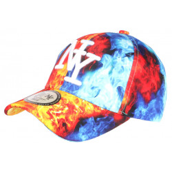 Casquette Enfant Bleue et Orange Streetwear Fire NY Baseball de 7 a 11 ans Casquette Enfant Hip Hop Honour