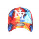 Casquette NY Bleue et Orange Print Flammes Streetwear Baseball Fire CASQUETTES Hip Hop Honour