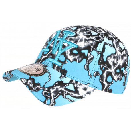 Casquette Enfant Bleue et Blanche Print Eclairs Baseball Stormy 7 a 12 ans Casquette Enfant Hip Hop Honour