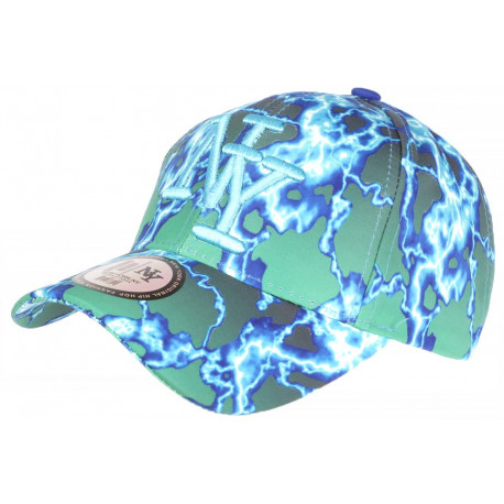 Casquette Enfant Bleue et Verte Look Eclairs Baseball Stormy 7 a 12 ans Casquette Enfant Hip Hop Honour