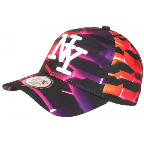 Casquette NY Violette et Orange Design Fun Streetwear Baseball Larsy CASQUETTES Hip Hop Honour