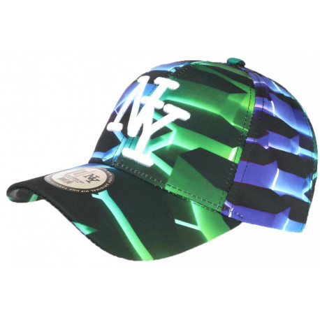 Casquette NY Verte et Bleue Look Fun Streetwear Baseball Larsy CASQUETTES Hip Hop Honour