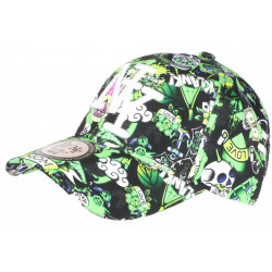 Casquette NY Tête de Mort Verte Print Cartoon Baseball Skull CASQUETTES Hip Hop Honour