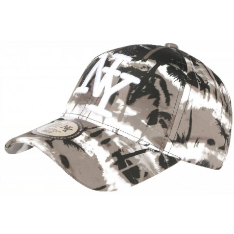 Casquette NY Grise et Blanche Palmier Tropical Sunrise Baseball CASQUETTES Hip Hop Honour