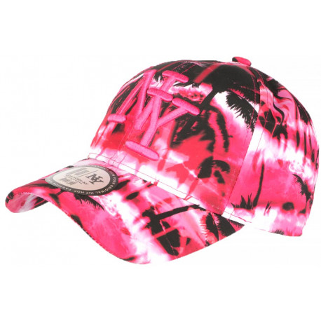 Casquette Enfant Rose et Blanche Palmiers NY Baseball Sunrise 7 a 12 ans Casquette Enfant Hip Hop Honour