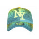 Casquette Enfant Bandana Bleue et Jaune Fluo NY Baseball de 7 à 11 ans Casquette Enfant Hip Hop Honour