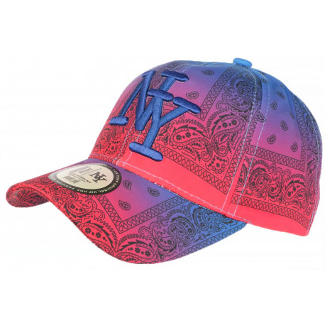 Casquette Enfant Bandana Bleue et Rouge Vif NY Baseball de 7 à 11 ans Casquette Enfant Hip Hop Honour