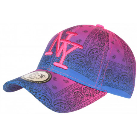 Casquette Enfant Bandana Rose et Bleue NY Baseball de 7 à 11 ans Casquette Enfant Hip Hop Honour