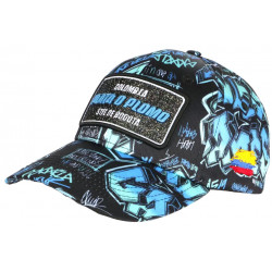 Casquette Plata o Plomo Bleue et Noire Strass Colombia Baseball CASQUETTES SKR