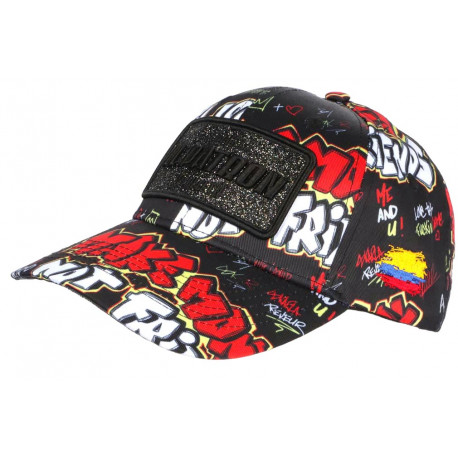 Casquette El Patron Rouge et Noire Print Streetwear Colombia Baseball CASQUETTES SKR