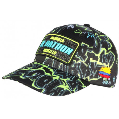 Casquette El Patron Jaune Fluo et Bleue Strass Streetwear Colombia CASQUETTES SKR