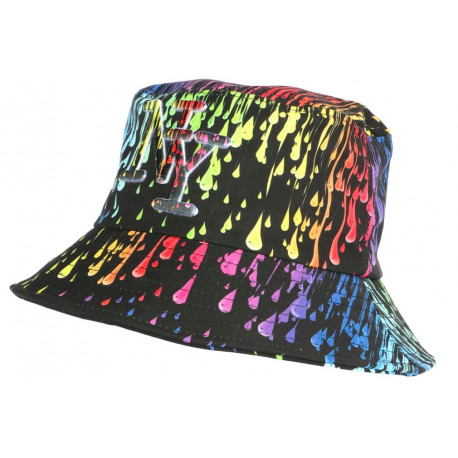 Chapeau Bob NY Noir Rouge et Bleu Print Original Painter BOB Hip Hop Honour