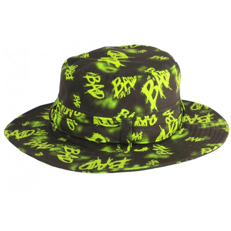 Grand Bob Vert Fluo et Noir Fashion Streetwear Bad Boys avec Ficelle BOB Nyls Création