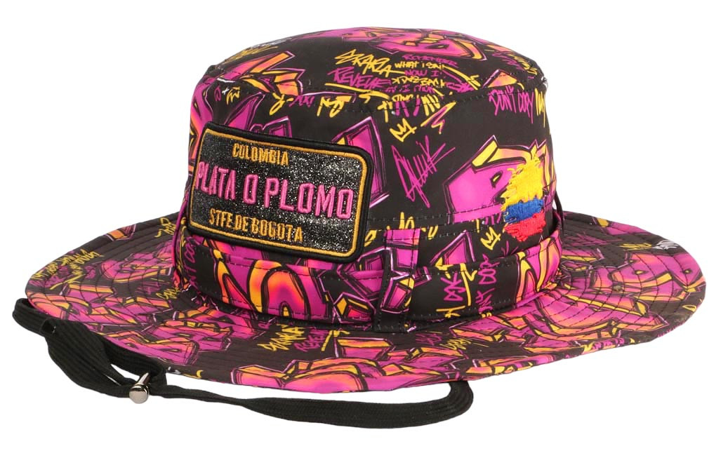Bob Streetwear Plata O Plomo Rose Et Noir - Strass Et Broderie Colombie - Taille Unique Adulte