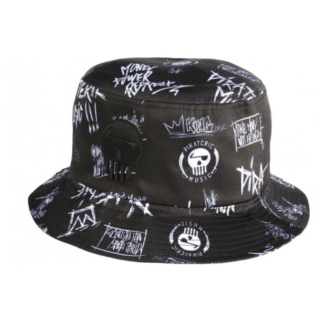 Chapeau Bob La Piraterie Booba Print Noir Streetwear BOB Piraterie Music