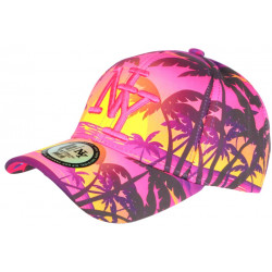 Casquette Enfant Rose et Jaune Palmiers Baseball NY Sunrise 7 a 12 ans Casquette Enfant Hip Hop Honour