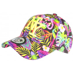 Casquette Enfant Jaune Fluo et Rose Fleurs Tropicales NY Wildyx 7 a 12 ans Casquette Enfant Hip Hop Honour