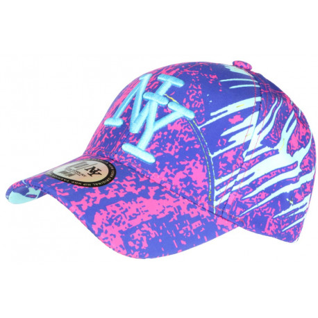 Casquette NY Violette et Bleue Look Ethnique Baseball Waxa CASQUETTES Hip Hop Honour