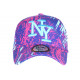 Casquette NY Violette et Bleue Look Ethnique Baseball Waxa CASQUETTES Hip Hop Honour