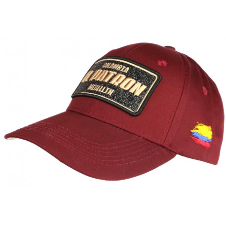 Casquette El Patron Rouge Bordeaux et Doree Strass Baseball CASQUETTES SKR