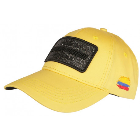 Casquette Plata o Plomo Jaune et Noire Strass Colombia Baseball CASQUETTES SKR