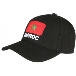 Casquette Maroc Noire et Rouge Drapeau Marocain Baseball CASQUETTES Nyls Création