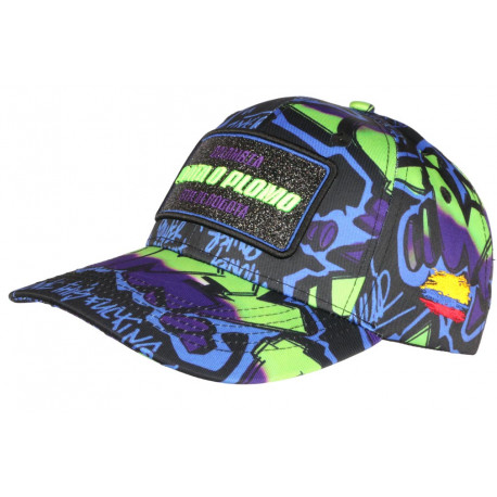 Casquette Plata o Plomo Vert Fluo et Bleue Glitter Colombia Baseball CASQUETTES SKR