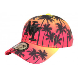 Casquette Enfant Orange et Rouge Print Palmiers Fashion Baseball NY Sunset 7 a 12 ans Casquette Enfant Hip Hop Honour