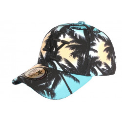 Casquette Enfant Bleue et Beige Palmiers Tropical Night de 7 a 12 ans Casquette Enfant Hip Hop Honour