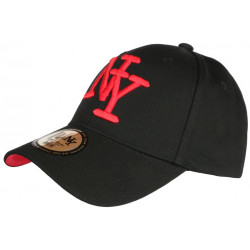 Casquette NY Rouge et Noire Tendance Visiere Baseball Stazky CASQUETTES Hip Hop Honour