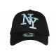 Casquette NY Bleu Ciel et Noire Tendance Visiere Baseball Stazky CASQUETTES Hip Hop Honour