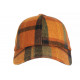 Casquette Laine Orange et Marron a Carreaux Baseball Volga CASQUETTES Nyls Création