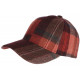 Casquette Laine Rouge Bordeaux a Carreaux Baseball Volga CASQUETTES Nyls Création