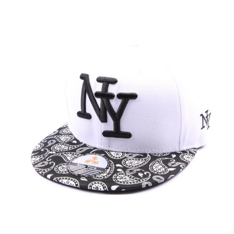 Casquette Snapback NY blanche avec visière imprimée ANCIENNES COLLECTIONS divers