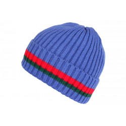 Bonnet Bleu Vert et Rouge Tendance en Laine Doublure Polaire Luzzi BONNETS Nyls Création