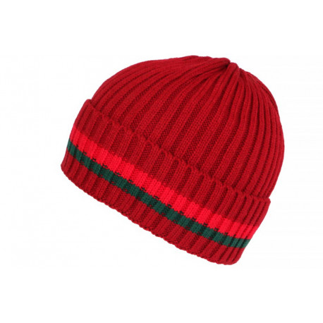 Bonnet Rouge et Vert Tendance en Laine Doublure Polaire Luzzi BONNETS Nyls Création